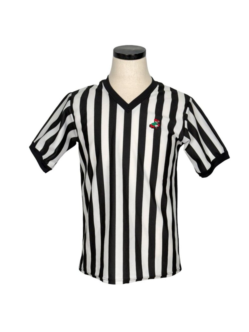 90s Majestic Bocce Ball Referee Shirt Arbitro Black & White Stripes Size Large